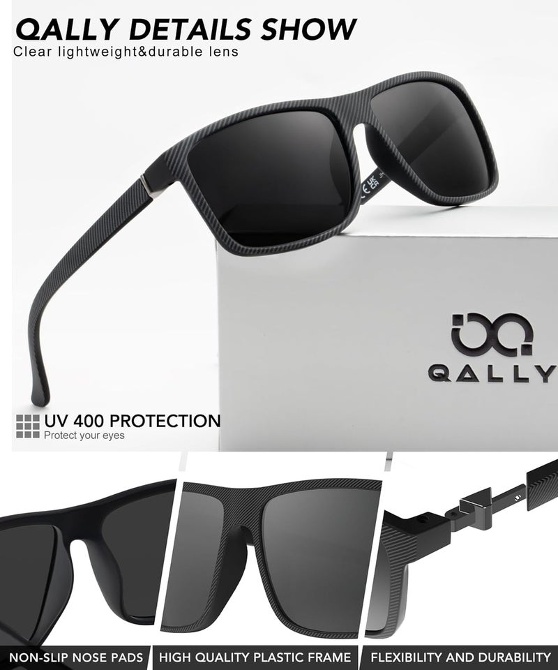 QALLY Store Polarized Sunglasses for Men Rectangular Frame Men's Polarized Sunglasses Sports Sunglasses with UV400 Protection - Image 3